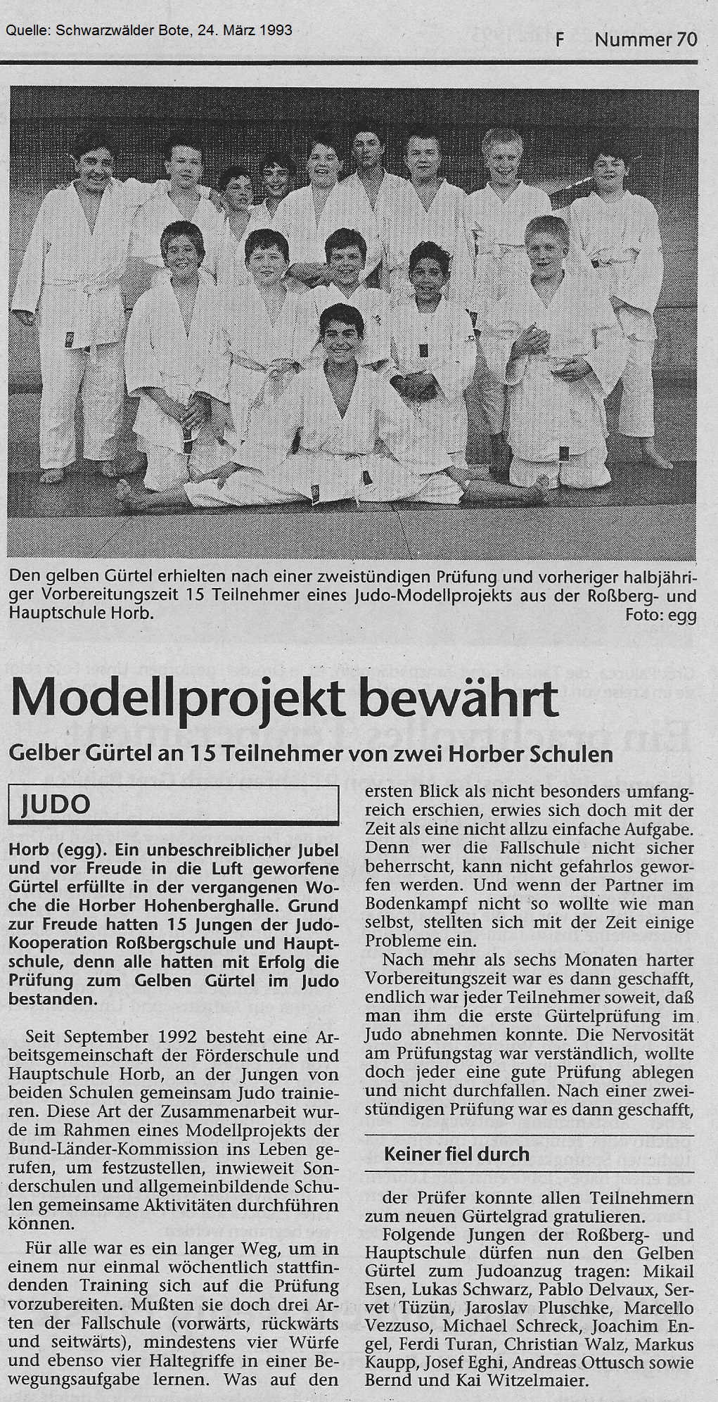 1993-03-24 SchwaBo- Judo-Ag erste Prüfung